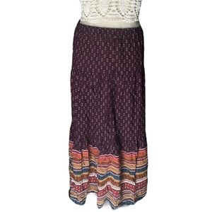 Bohemian Hippie Multi-Pattern Maxi Skirt